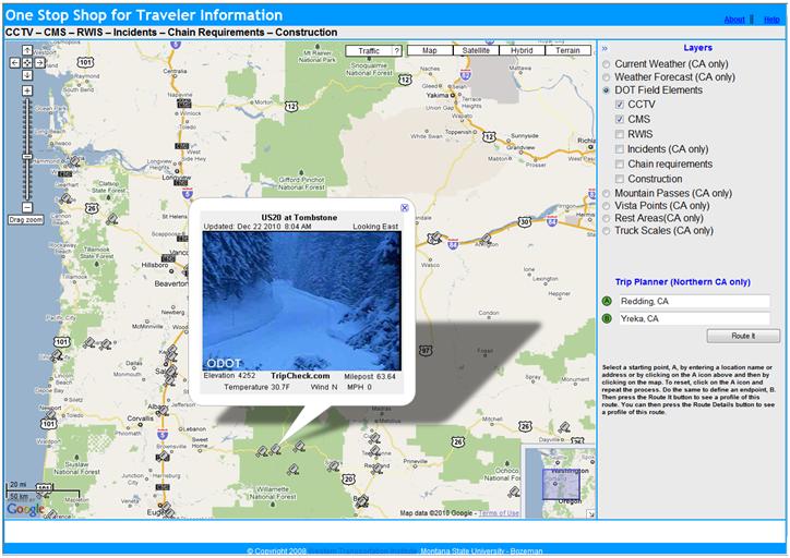 OSS screenshot (12/22/2010): CCTV image of US 20 at Tombstone, OR