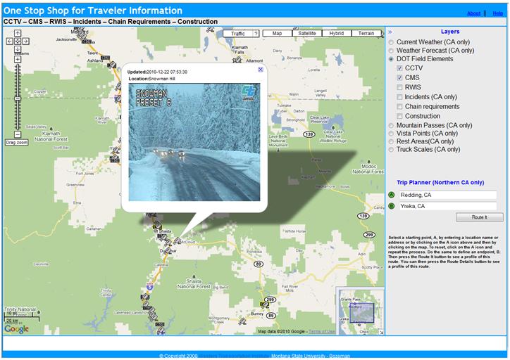 OSS screenshot (12/22/2010): CCTV image of Snowman Summit on SR-89 near Mt. Shasta