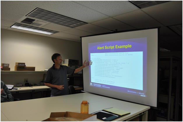 Dan Richter presenting an alert script for the Automated Safety Warning Controller.