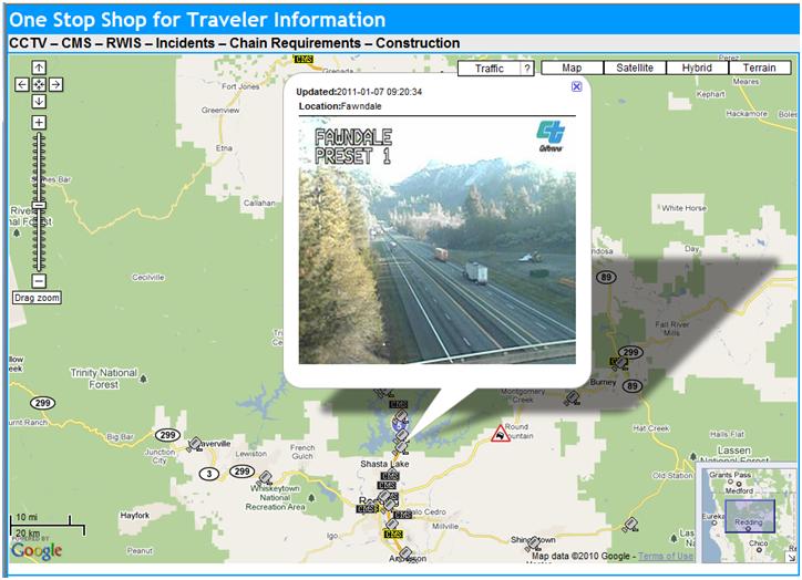 OSS Screenshot (1/7/2011): A CCTV camera near Fawndale, CA, shows improved conditions.