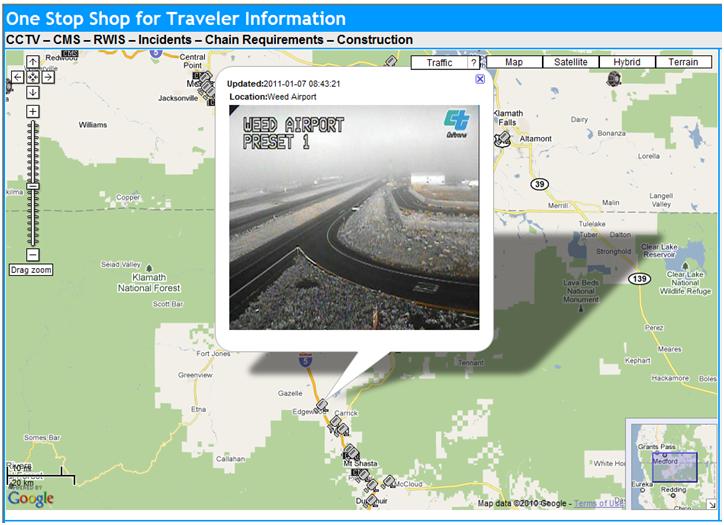OSS Screenshot (1/7/2011):A CCTV camera at Weed Airport shows fog.