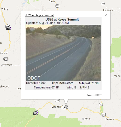 CCTV image from Keyes Summit along US 26 in Oregon.