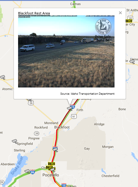 ITD CCTV image showing post-Eclipse traffic along I-15 near Blackfoot.