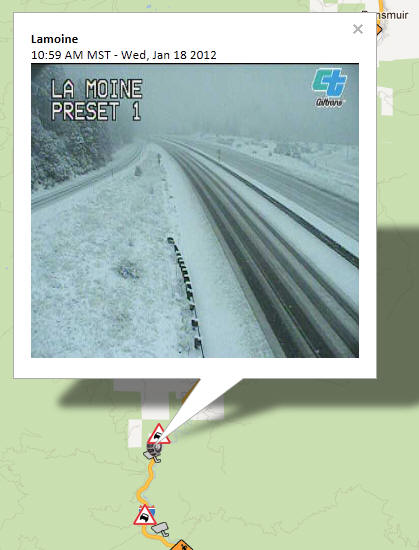 OSS Screenshot (1/18/2012): CCTV camera image showing road conditions near La Moine.