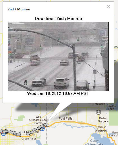 OSS Screenshot (1/18/2012): A CCTV camera image for the intersection of 2nd and Monroe East of Spokane.