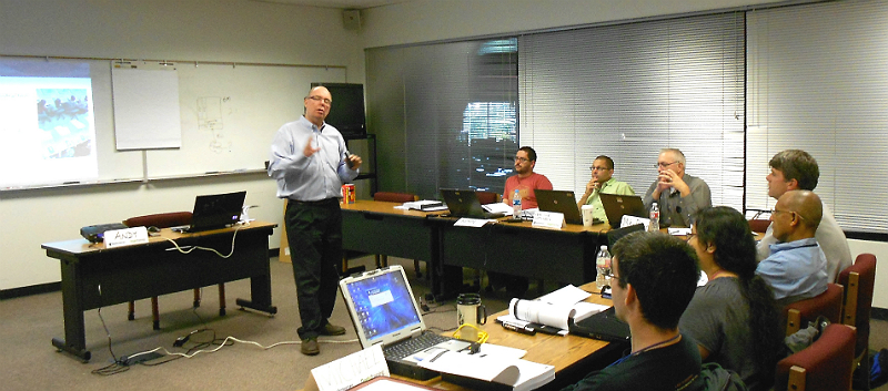 Course instructor Andy Walding shares a real world application as he explains a concept in the IP networking class.