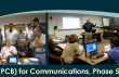 Link, thumbnail, two images of students listening to instructor, PCB for Communications Phase 5