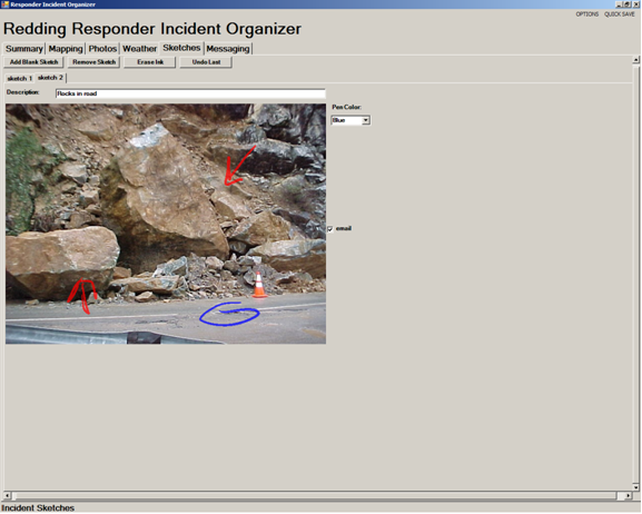Responder software screenshot: The images captured by the software can be directly drawn on.