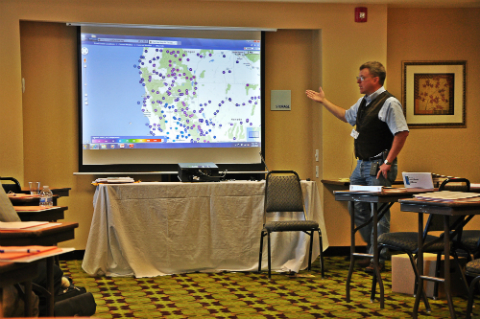 At the 2013 Forum, Doug Galarus shows some weather data as he explains the challenges associated with determining quality and correct data provided from external sources and his team’s approach to data quality control.