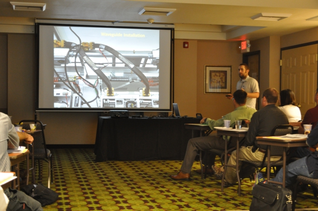 Jeremiah Pearce, Caltrans District 2, discusses installation of the waveguide system.