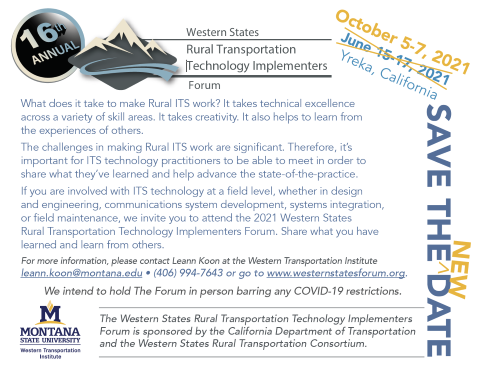 Front of Save the New Date postcard for the Western States Forum with the new dates of October 5-7, 2021.