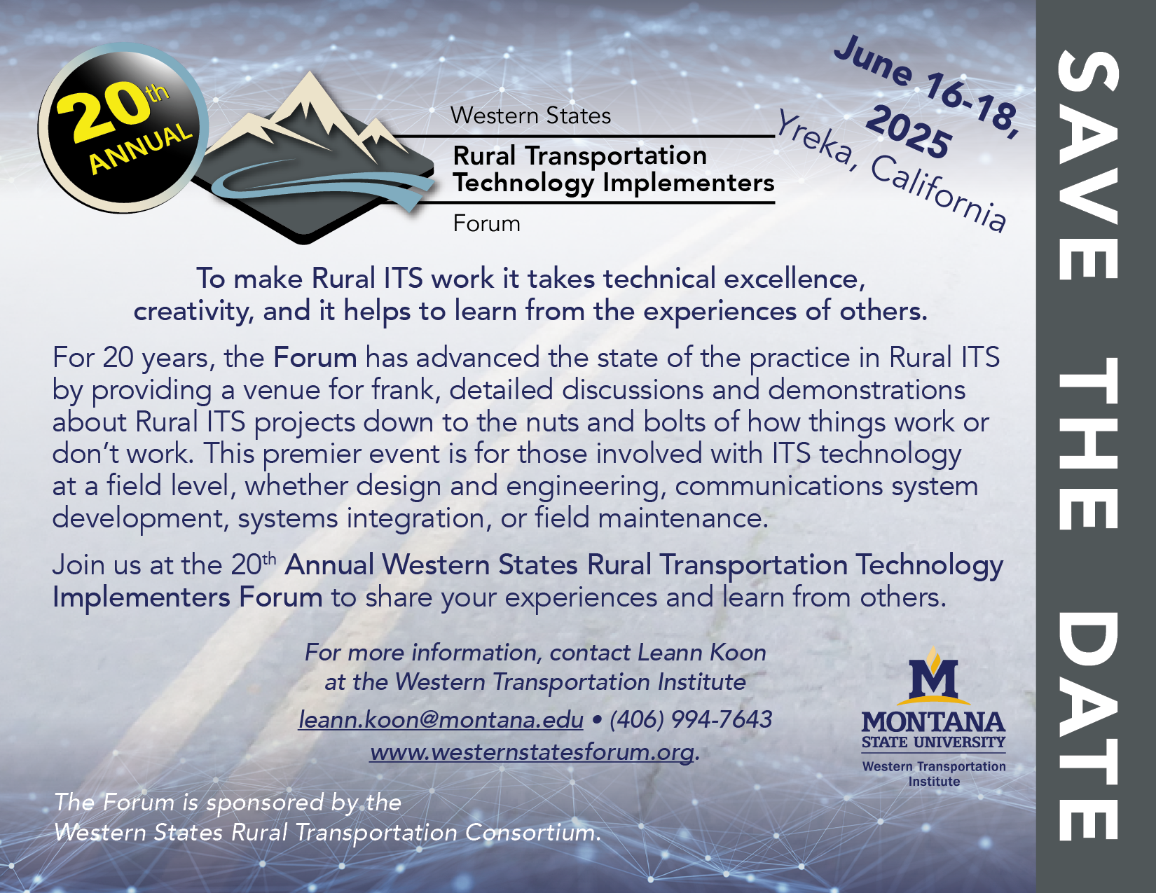 Postcard, 20th Annual Western States Forum, Save the Date; link to PDF postcard